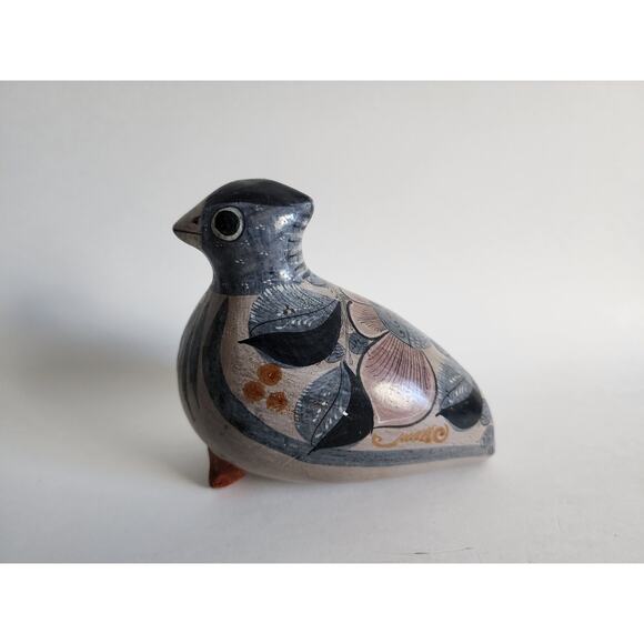 Vintage Tonala Mexico Pottery Bird Figurine Hand Painted Folk Art - Picture 1 of 6